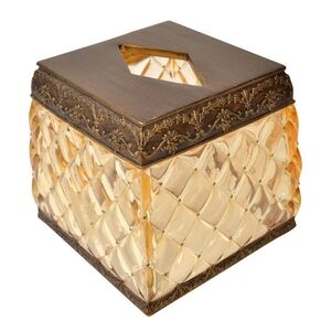 ✨ Vintage Hollywood Regency Amber Lucite Tissue Box Cover ✨